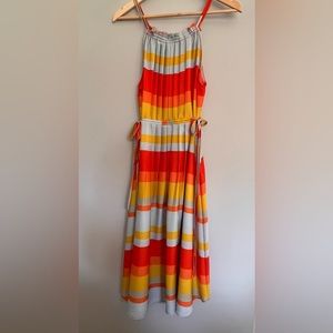 Loft yellow, orange and blue striped summer dress! Size large
